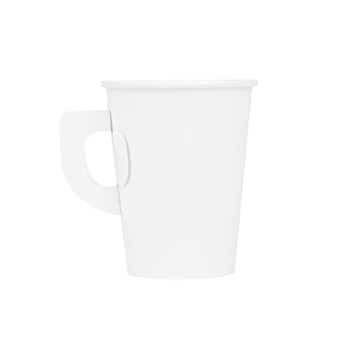 100 Disposable Coffee Cups for Hot and Cold Beverages - Restaurantware, 9oz with Handle (target audience: coffee drinkers, those in need of disposable cups)