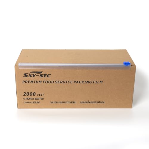 Durable 12" Plastic Wrap 2000 Ft with Slide Cutter for Commercial and Home Uses