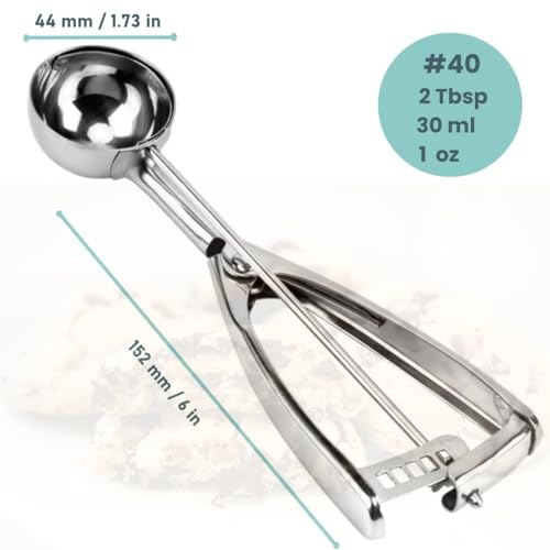 Stainless Steel Trigger Release Cookie & Ice Cream Scoops (Size #40)
