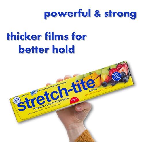 High-quality plastic wrap for food, 500 square feet, 516.12 feet long and 11.5/8 inches wide.