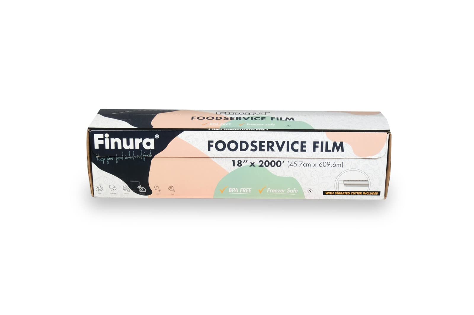 Finura Foodservice Plastic Wrap Film, Antifog & BPA Free, 3000 ft²
