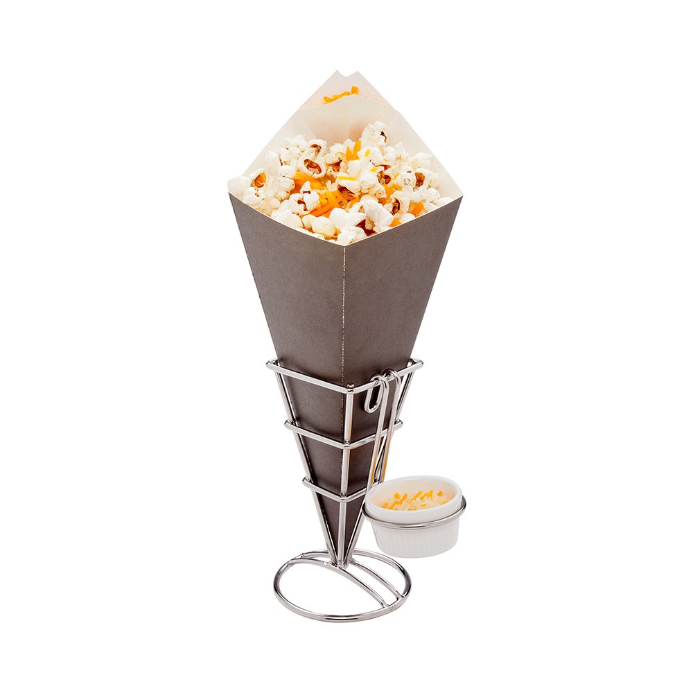 Eco-Friendly Conetek 10-Inch Black Finger Food Cones, Dipping Pocket, 100-CT