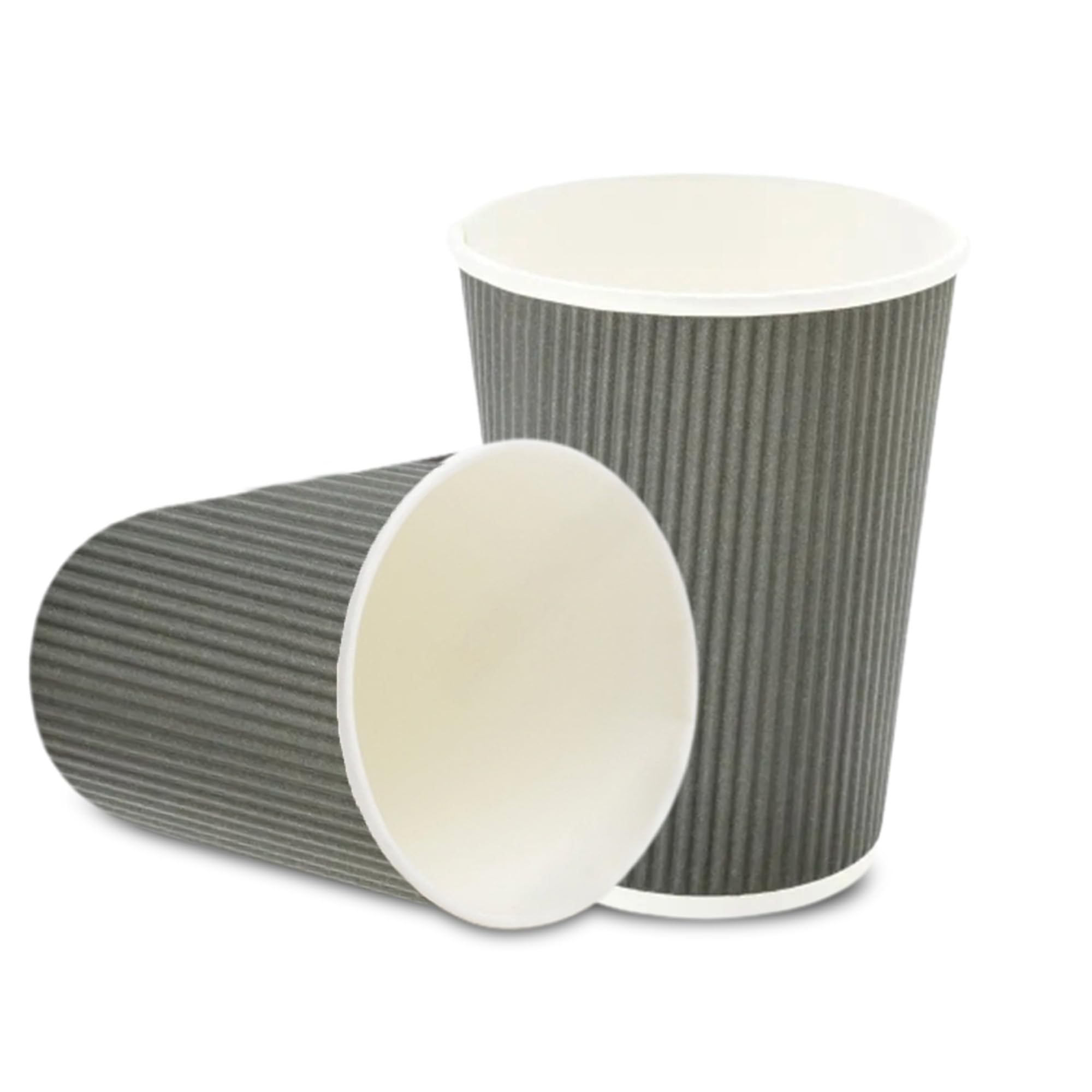 12 oz Gray Ripple Wall Disposable Coffee Cups for Hot Drinks - Pack of 500 (Lids Not Included)
