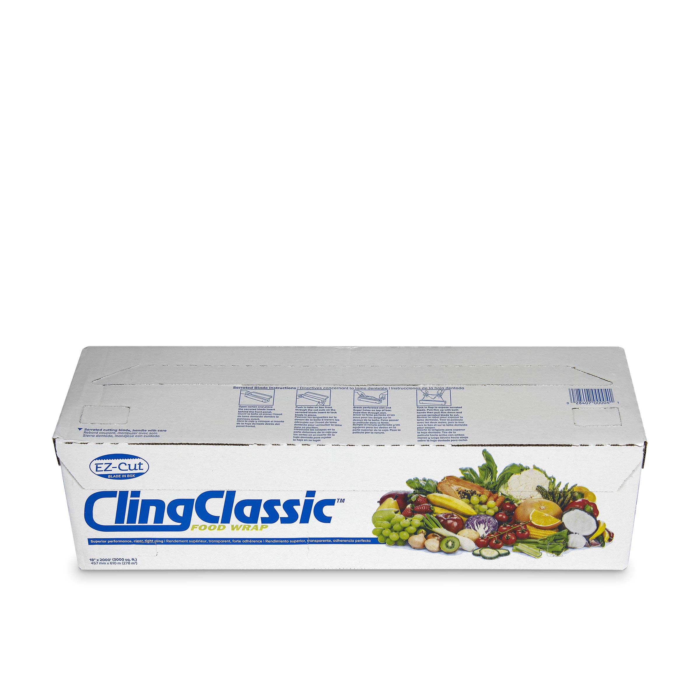 Classic ZipSafe Cling Plastic Wrap, 18" x 2000', Clear PVC
