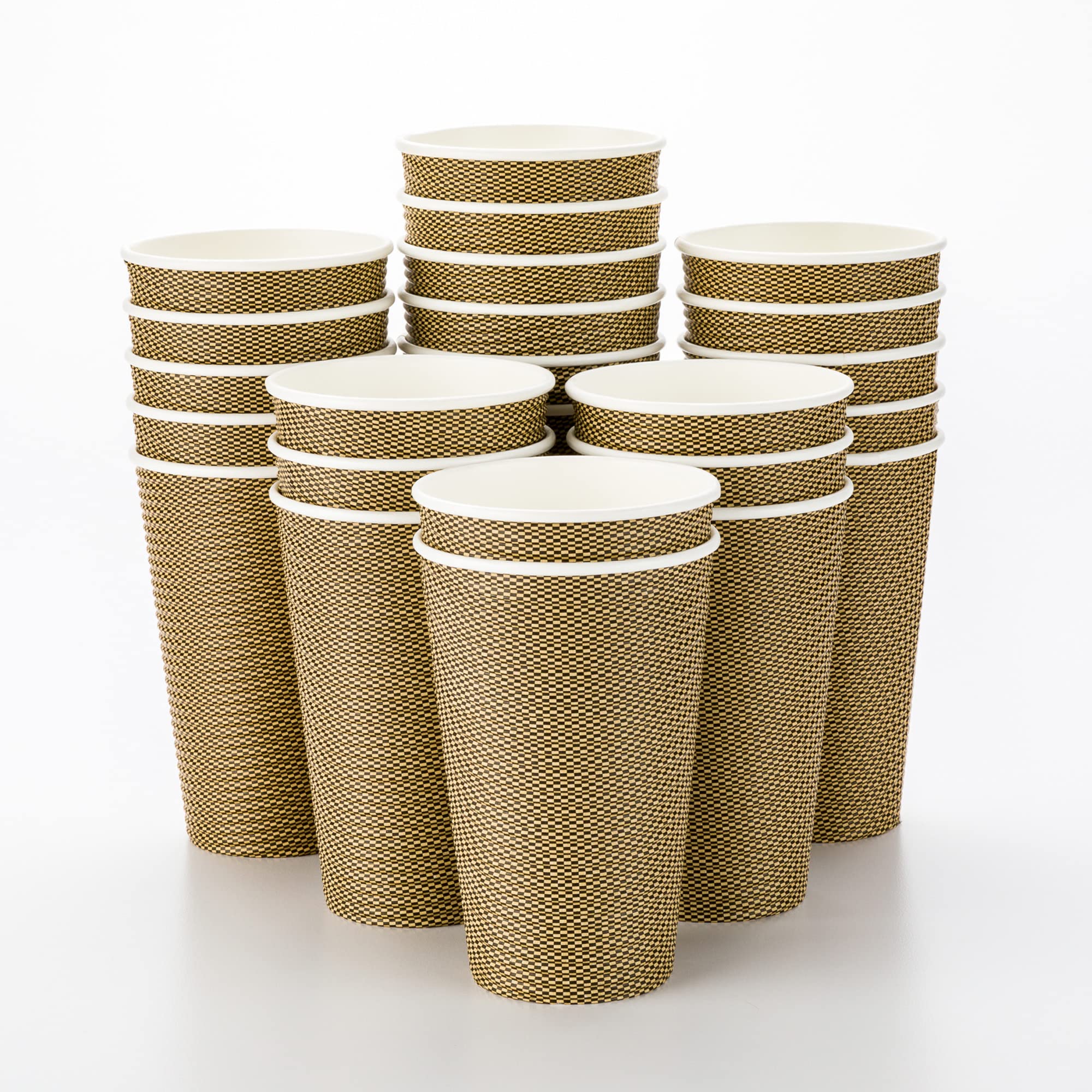 500 Disposable Coffee Cups for Hot Beverages - 16oz Capacity, Spiral Wall Design, Monsieur Print - Lids Not Included, Ideal for Restaurants